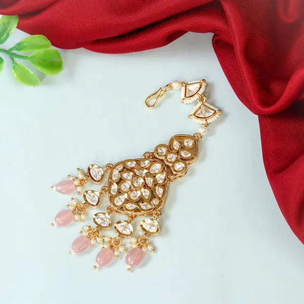 Pink_White_Stunning_Gold_Plated_Pink_White_Kundan_Tikka