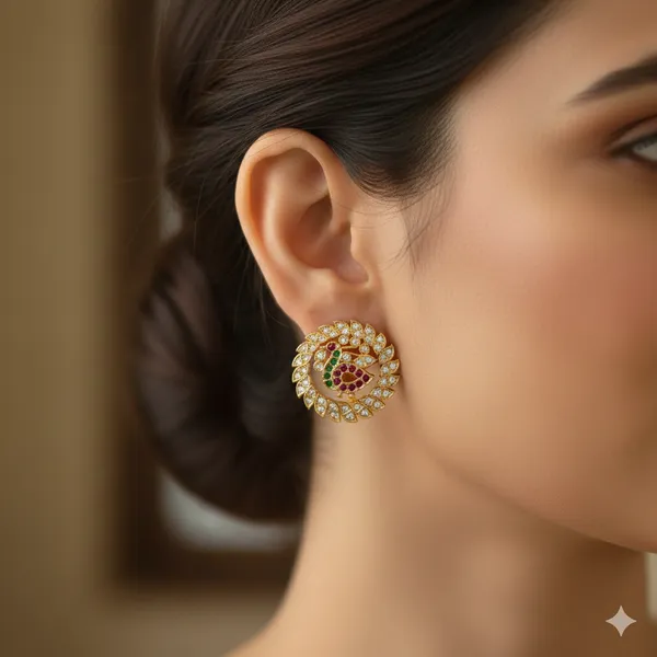 Changeble_Stone_Gold_Plated_Studs