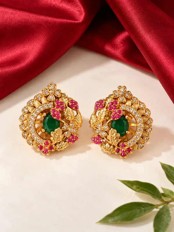 Noor_Green_Ruby_Floral_Studs