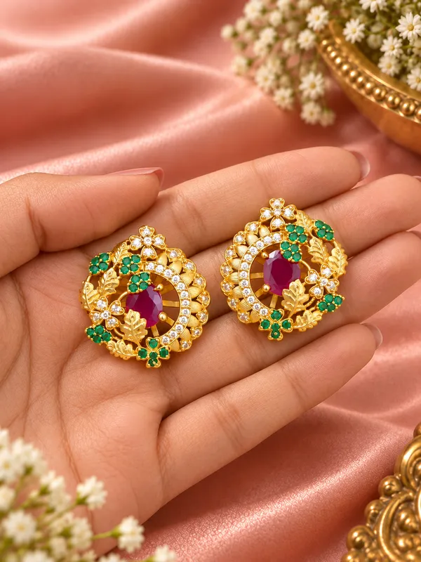 Noor_Ruby_Green_Floral_Studs