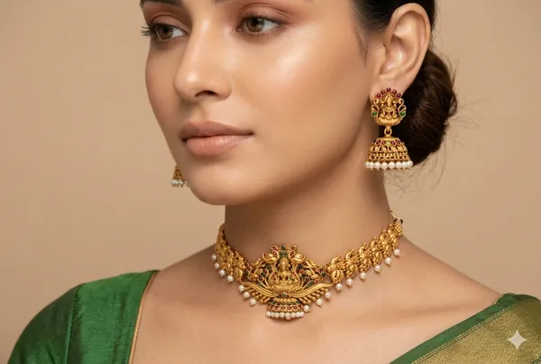 Rajsi_Mahalakshmi_Antique_Gold_Necklace_Set