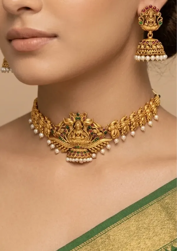 Rajsi_Mahalakshmi_Antique_Gold_Necklace_Set