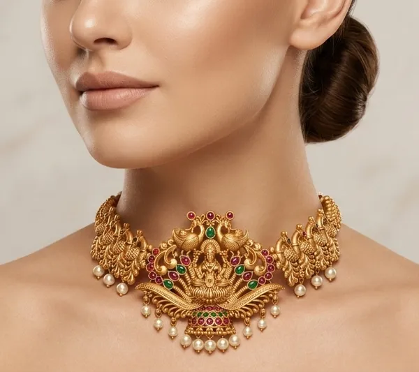 Rajsi_Mahalakshmi_Antique_Gold_Necklace_Set