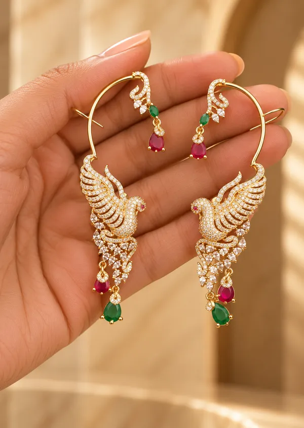 Rajhansa_Ruby_Green_Earrings