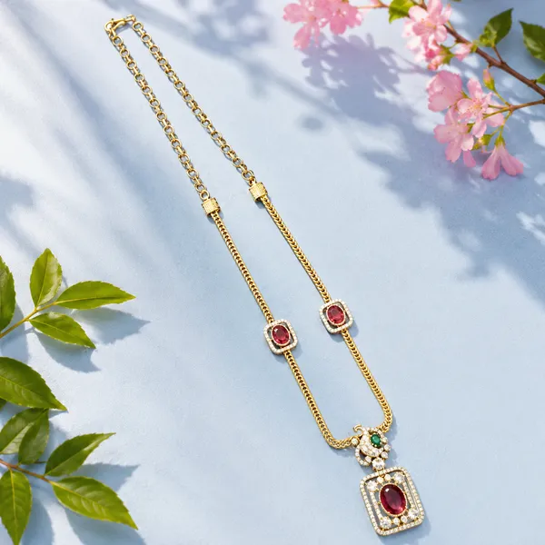 Ruby_Green_Blossom_Pendant_Set