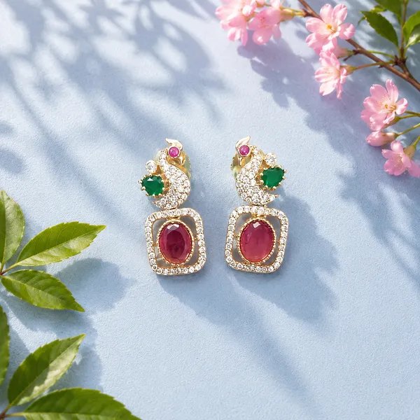 Ruby_Green_Blossom_Pendant_Set