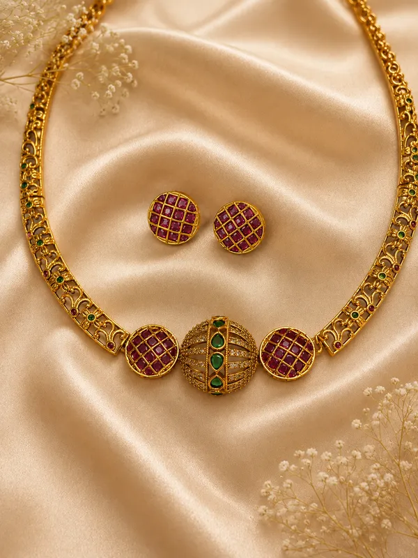 Ruby_Green_Antique_Choker_Set