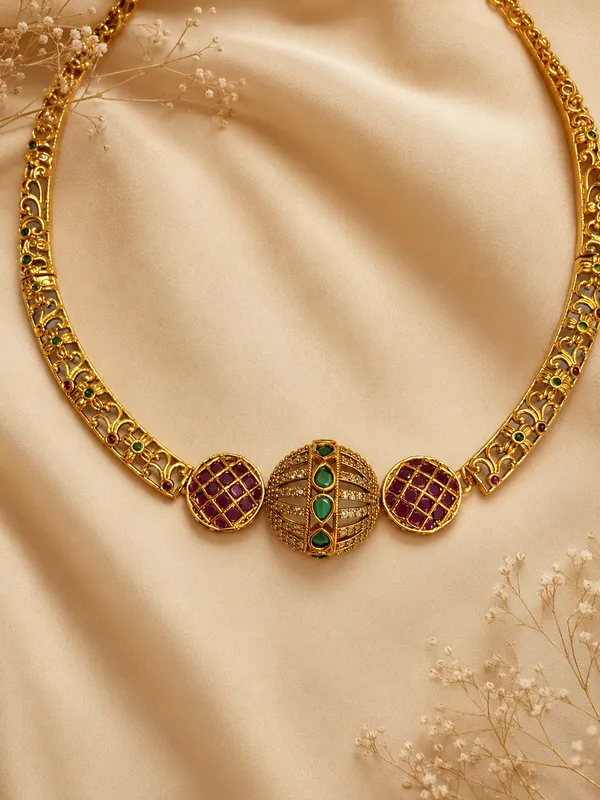 Ruby_Green_Antique_Choker_Set