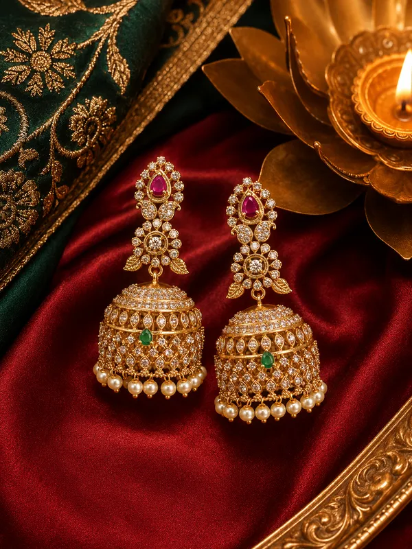 Ruby_Green_Cz_Fusion_Jhumka