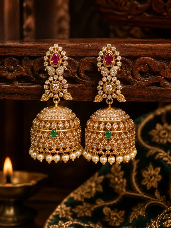 Ruby_Green_Cz_Fusion_Jhumka