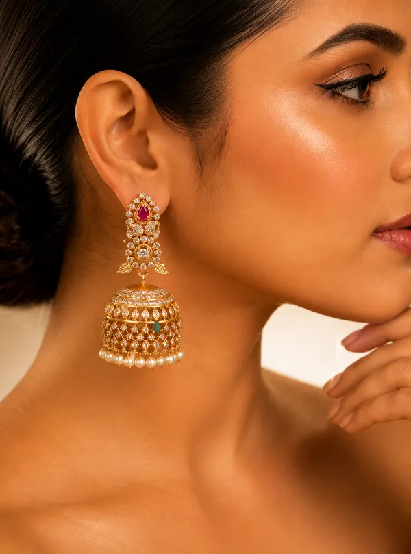 Ruby_Green_Cz_Fusion_Jhumka