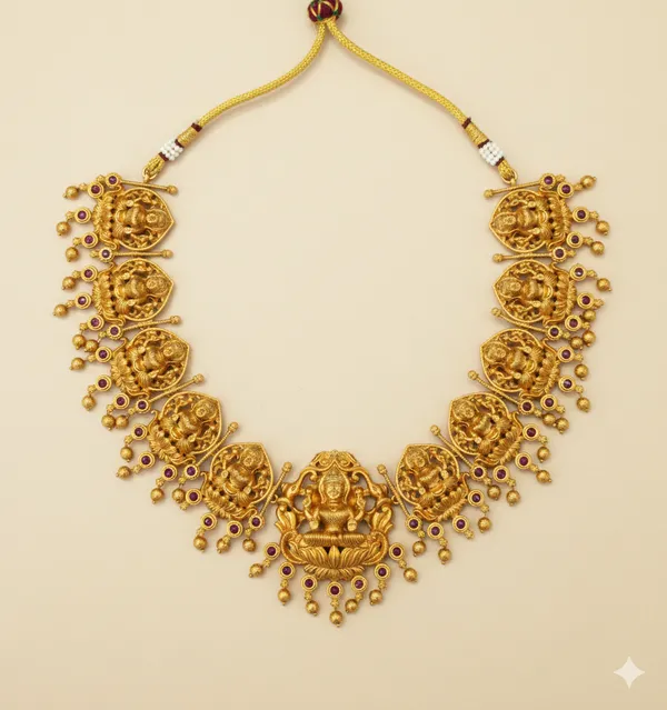 Divine_Lakshmi_Antique_Gold_Necklace_Set