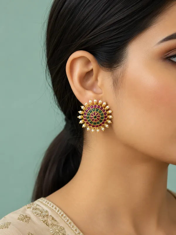 Full_Ruby_Green_Round_Shape_Antique_Studs