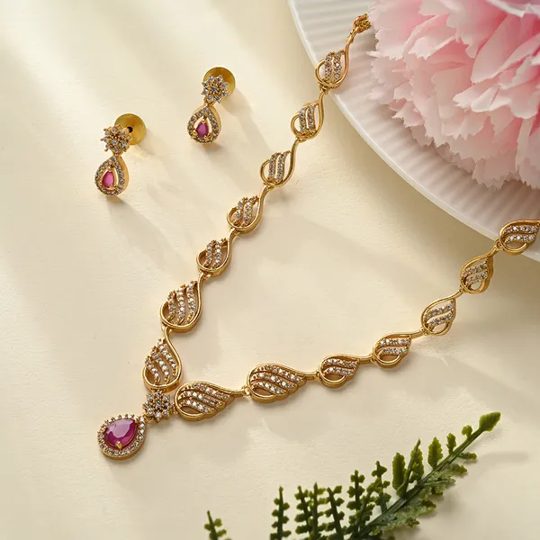 Floral_Cz_Ruby_Necklace_Set
