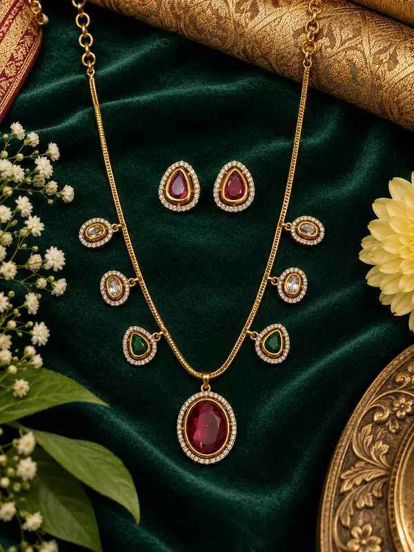 Ziya_Ruby_Drop_Necklace_Set