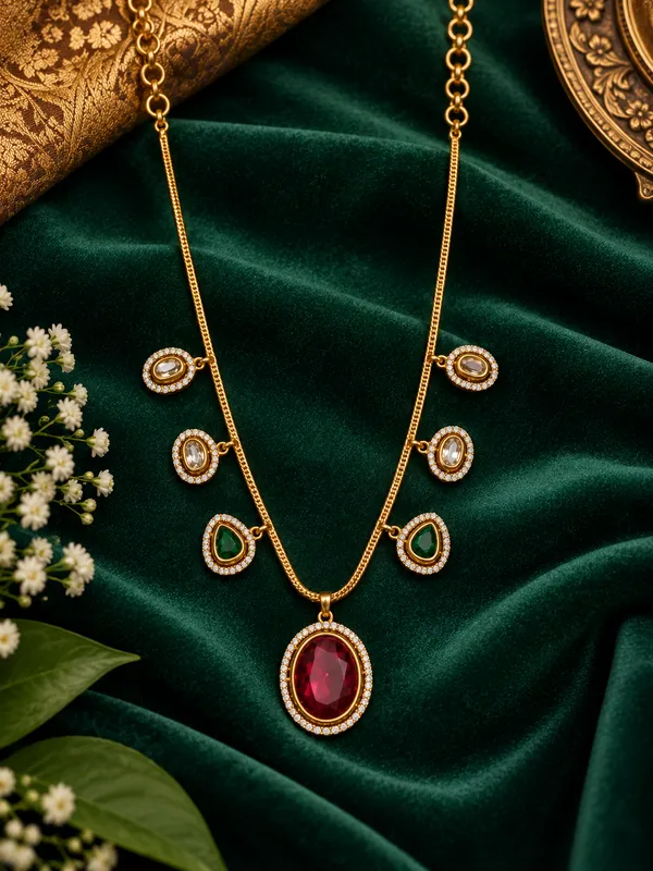 Ziya_Ruby_Drop_Necklace_Set