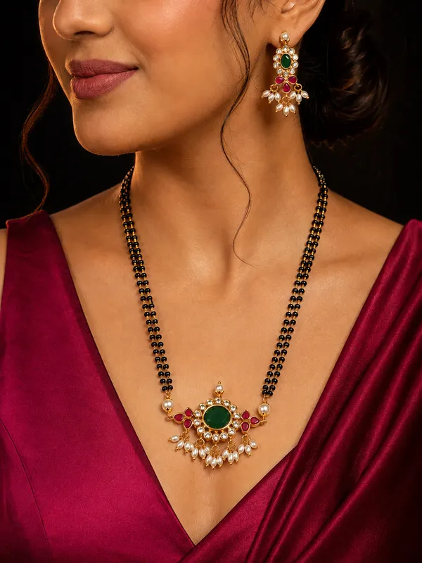 Ruby_Green_Elegant_Gold_Plated_Mangalsutra_Set