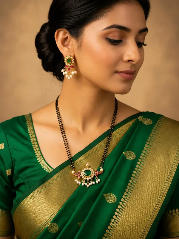 Ruby_Green_Elegant_Gold_Plated_Mangalsutra_Set