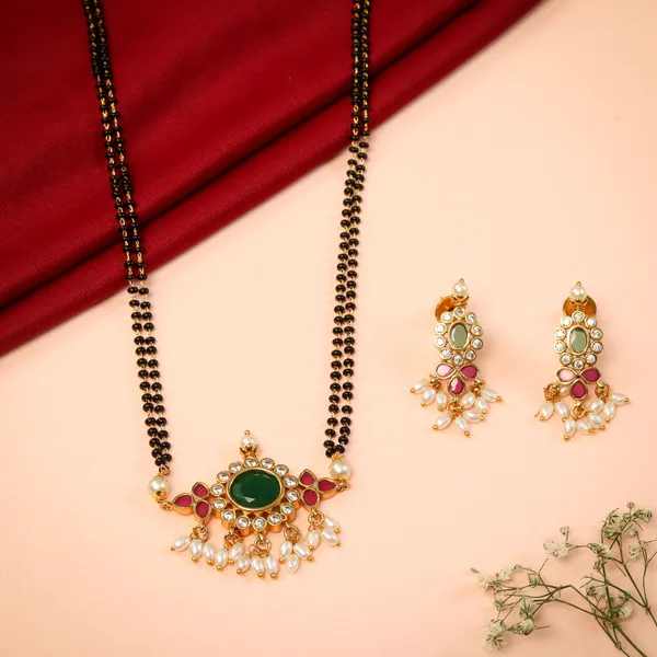 Ruby_Green_Elegant_Gold_Plated_Mangalsutra_Set