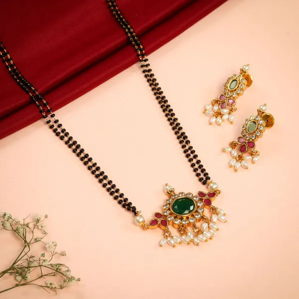 Ruby_Green_Elegant_Gold_Plated_Mangalsutra_Set