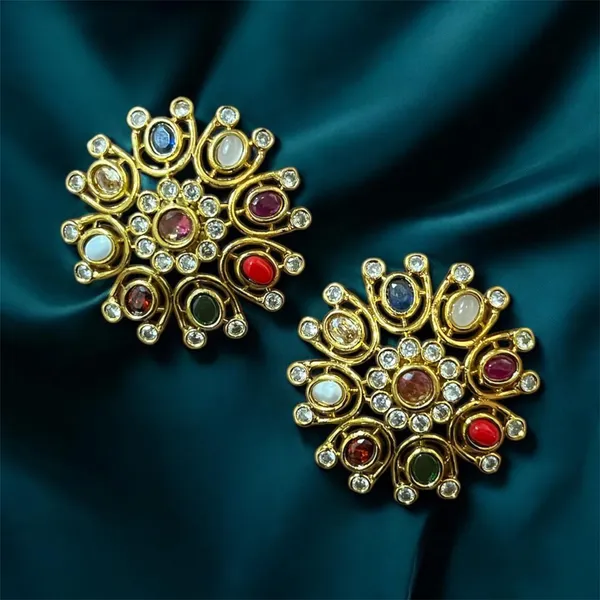 Navratna_Elegant_Chakra_Gold_Plated_Studs