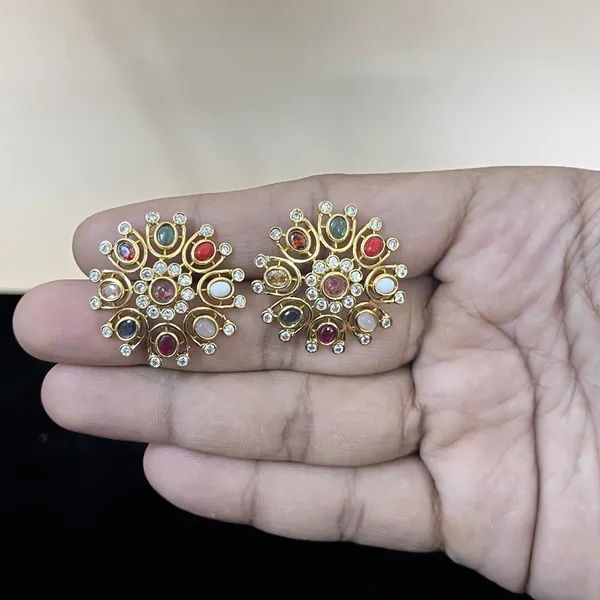 Navratna_Elegant_Chakra_Gold_Plated_Studs