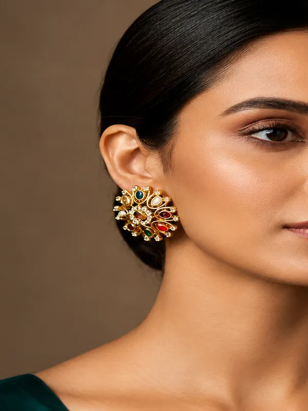 Navratna_Elegant_Chakra_Gold_Plated_Studs