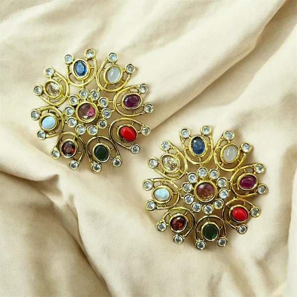 Navratna_Elegant_Chakra_Gold_Plated_Studs