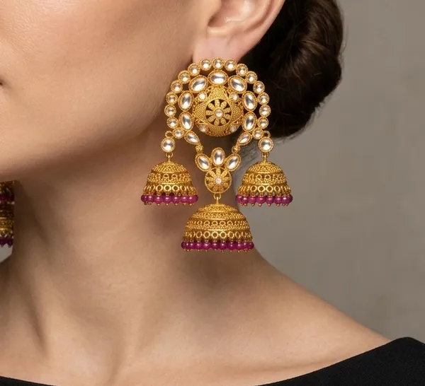 Royal_Kundan_Triple_Jhumka_Earrings
