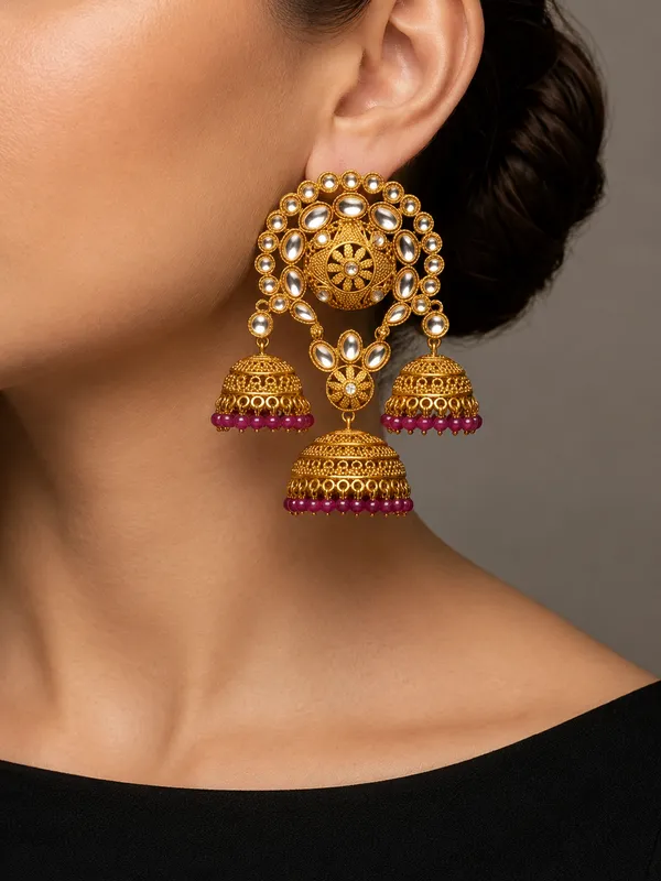 Royal_Kundan_Triple_Jhumka_Earrings