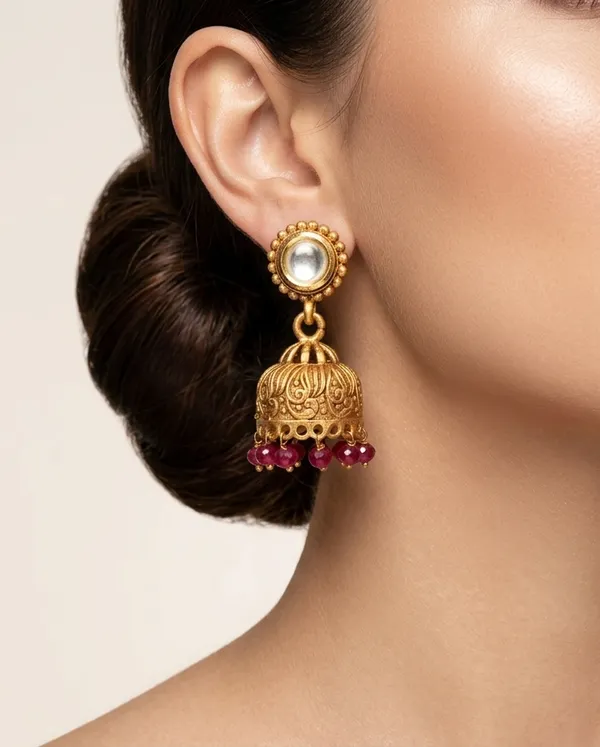 Kundan_ruby_red_Jhumka_Earrings