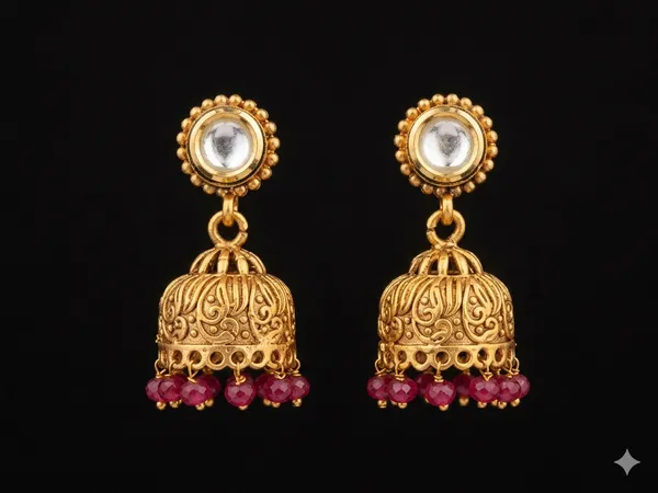 Kundan_ruby_red_Jhumka_Earrings