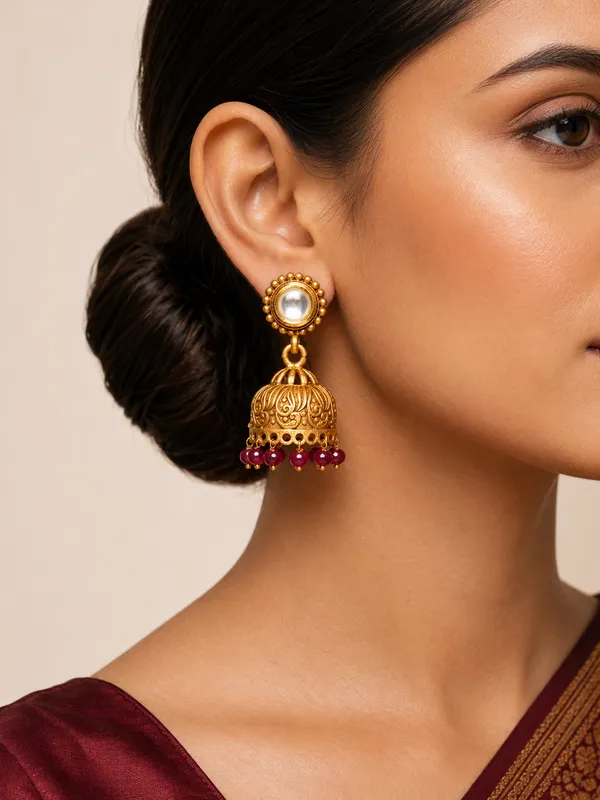 Kundan_ruby_red_Jhumka_Earrings