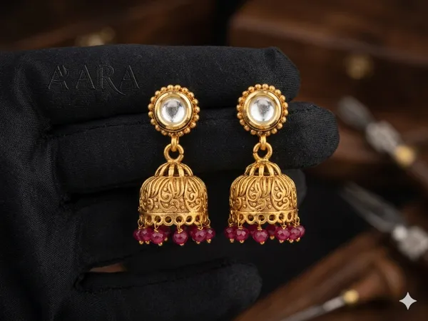 Kundan_ruby_red_Jhumka_Earrings