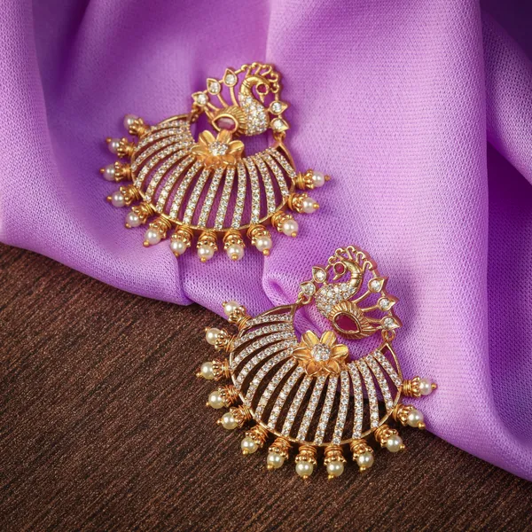 Ruby_Antique_Peacock_Cz_Stone_Chandbali_Earrings