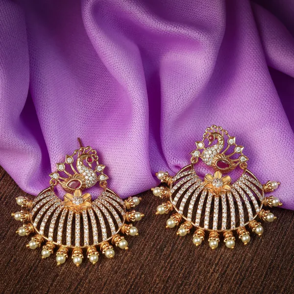 Ruby_Antique_Peacock_Cz_Stone_Chandbali_Earrings