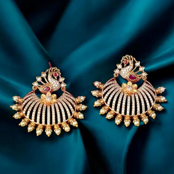 Ruby_Antique_Peacock_Cz_Stone_Chandbali_Earrings