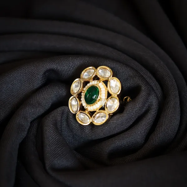 Green_Elegant_Green_Gold_Plated_Kundan_Ring