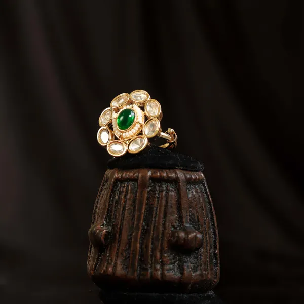 Green_Elegant_Green_Gold_Plated_Kundan_Ring