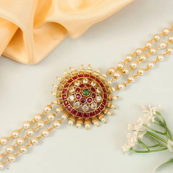 Ruby_Green_Antique_Round_Pendant_Choker_Set