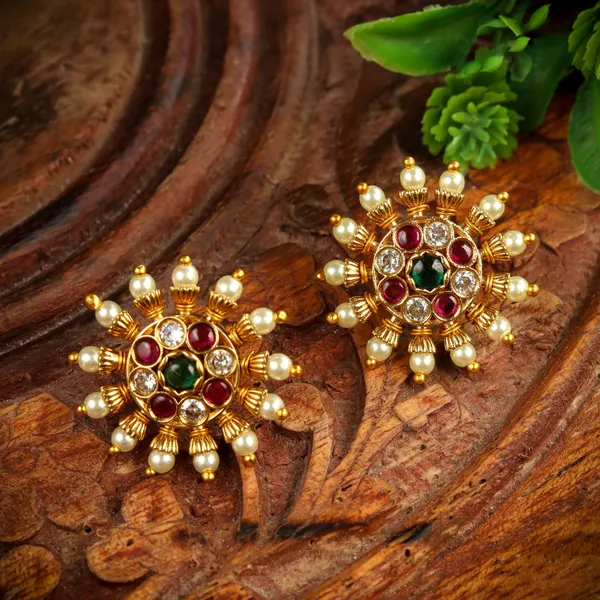 Ruby_Green_Antique_Round_Pendant_Choker_Set