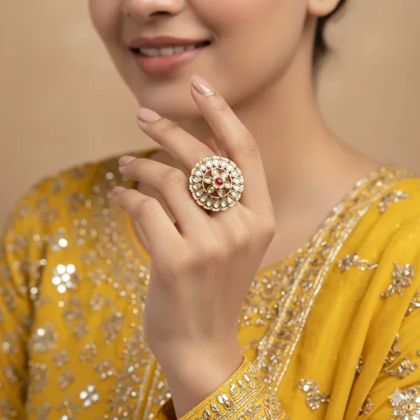 Red_Dazzling_Round_Shape_Kundan_Ring