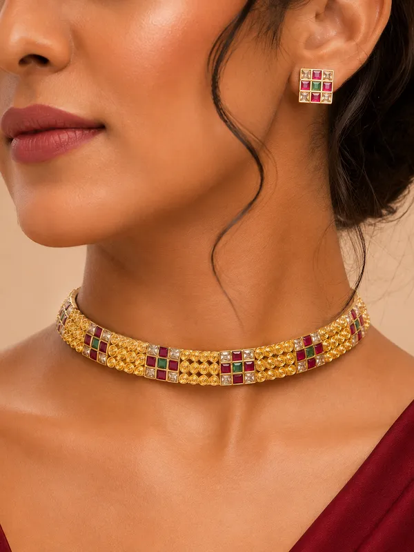 Ruby_Green_Classy_Ad_Choker_Set