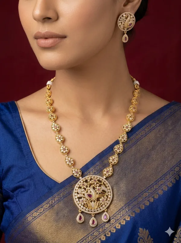 Antique_Peacock_CZ_Stone_Necklace_Set