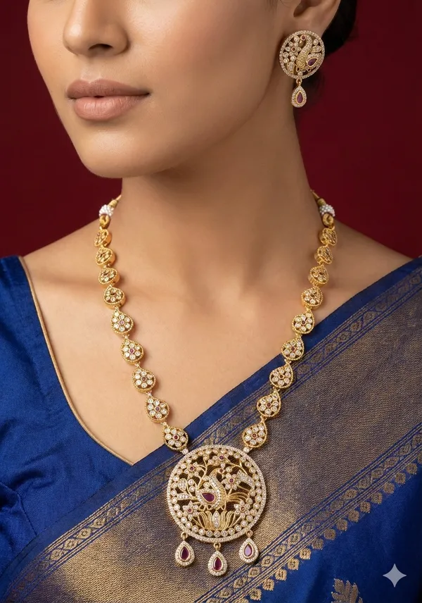 Antique_Peacock_CZ_Stone_Necklace_Set