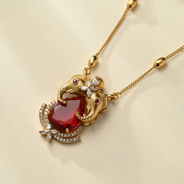 Royal_Elephant_Motif_Necklace_Set_–_Antique_Gold_Charm