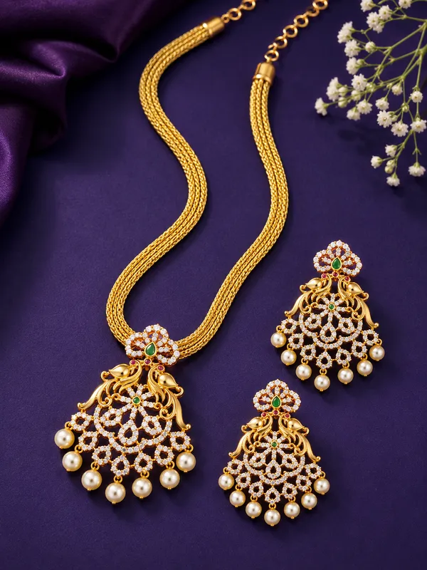 Ruby_Green_Dazzling_Gop_Chain_Necklace_Set