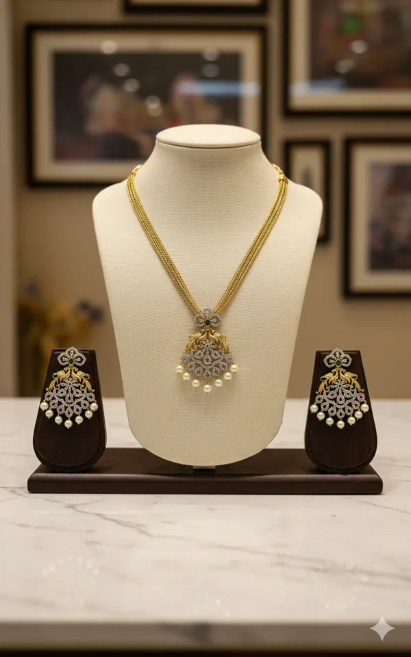 Ruby_Green_Dazzling_Gop_Chain_Necklace_Set