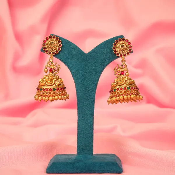 Ruby_Green_Antique_Dazzling_Gold_Plated_Jhumka