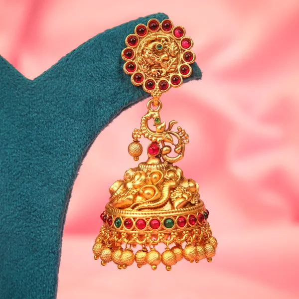 Ruby_Green_Antique_Dazzling_Gold_Plated_Jhumka